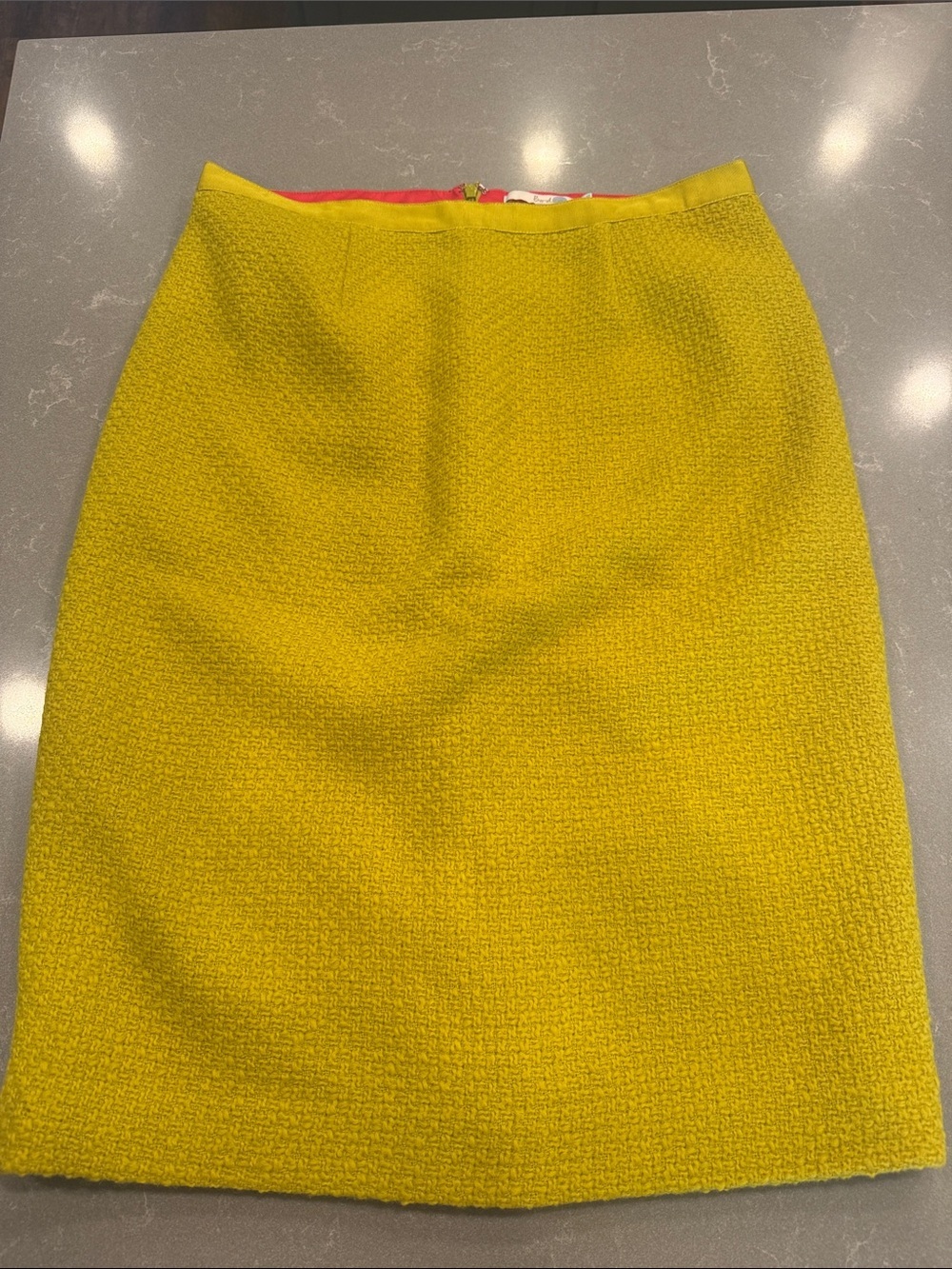 Boden Canary Yellow Textured Wool Blend Pencil Skirt